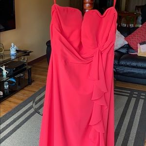 Long red strapless dress